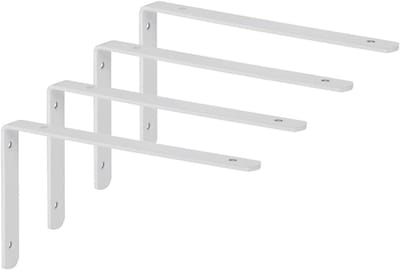 Witte Planksteunen 4 Stuks, 250mm x 150mm, Stevige Wandbeugels van RVS, Ideaal voor Planken en Opbergruimte