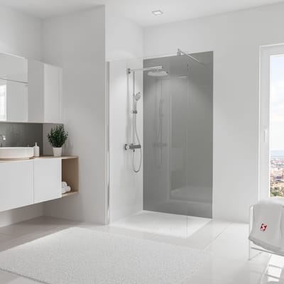 Schulte achterwand - hoogglans reflex grijs - 100x210 - zelf inkortbaar - wanddecoratie - muurdecoratie - badkamer wandpanelen - muurbekleding