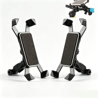 Universele Stuur Telefoonhouder –Universele telefoonhouder voor de fiets - Verstelbare & Stabiele Smartphone Houder voor Motor, Fiets en ATV – 360 Graden Rotatie – Zwart -2-delige set