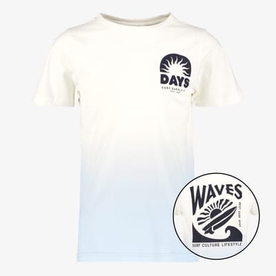 Unsigned jongens T-shirt met backprint wit blauw - Maat 134/140