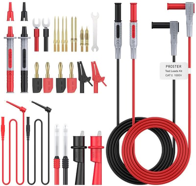 27-in-1 Multimeter Meetmeetsnoerset met Vergulde Sondes en Krokodillenklemmen