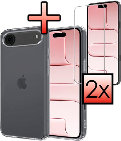 Hoesje - Met 2x Screenprotector - Geschikt voor Apple iPhone Air - Sterk & Shockproof - Back Cover - Siliconen Case - Telefoon Hoes - Transparant