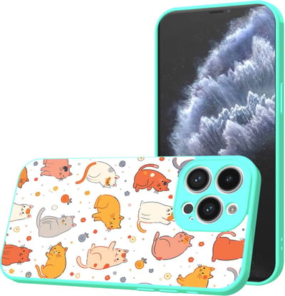 Smartphonica Telefoonhoesje Geschikt voor iPhone 11 Pro met Katten en Poezen opdruk - TPU Back Cover Case Cats Design - Turquoise geschikt voor iPhone 11 Pro