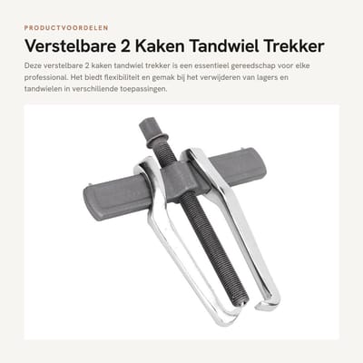 Dailygoods- Tandwieltrekker Professioneel - Verstelbare 2 Kaken - Tweeklauwtrekker - Geschikt voor Autoreparatie - Stevig Koolstofstaal - Gebruiksvriendelijk Ontwerp - Trekker