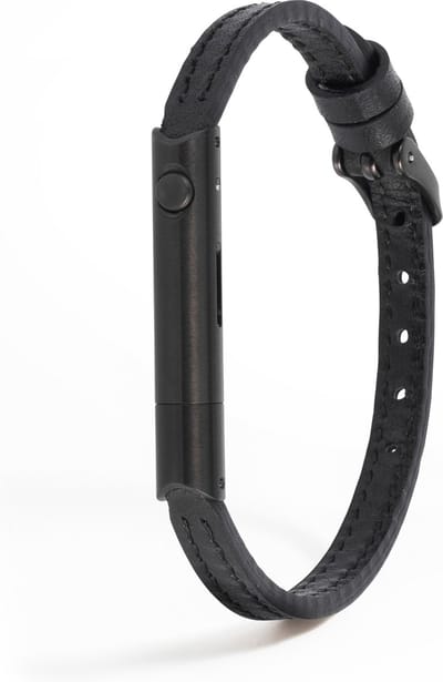 Invi Zelfverdediging Armband | Geweldloos Verdedigen met Militaire Geur | Persoonlijke Veiligheid | Afschrikken en Alarmeren tot 100m | Midnight - Black