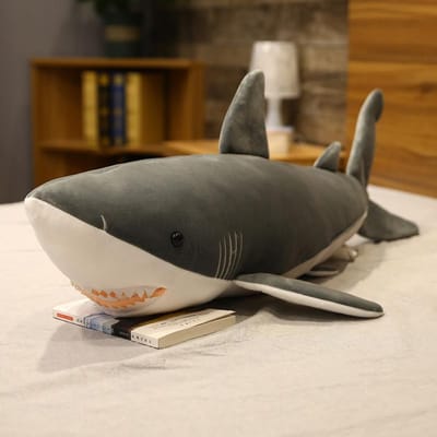 60-130cm Pluche Reuzenhaai Speelgoed Zeevis Poppen Dieren Lang Slaapkussen Kussen Gevuld Verjaardagscadeaus Voor Jongens Baby 60cm grijze kleur