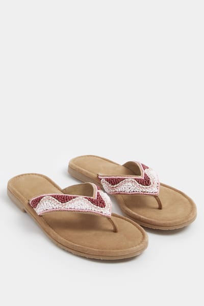 Yours Roze Sandalen Van Imitatiesuède Met Kralen In Brede Epasvorm En Extra Brede Eeepasvormsize 37EEE