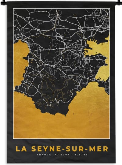 Wandkleed - Wanddoek - Kaart – Plattegrond – Frankrijk – Stadskaart - la Seyne-sur-Mer - 120x180 cm - Wandtapijt