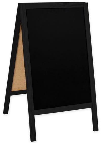 Stoepbord zwart (hout) - Model S - 90x51cm - Dubbelzijdig en afwasbaar - krijtstoepbord