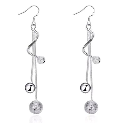 Zilver 925 oorbellen va drie lagen met bollige decoratie - 1 paar