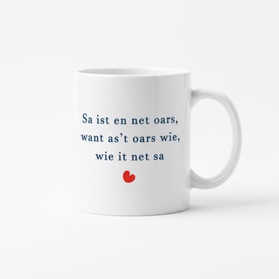 Sa Ist En Net Oars Keramische Mok 330 ml – Inspirerende Friese Quote Koffie- en Theemok