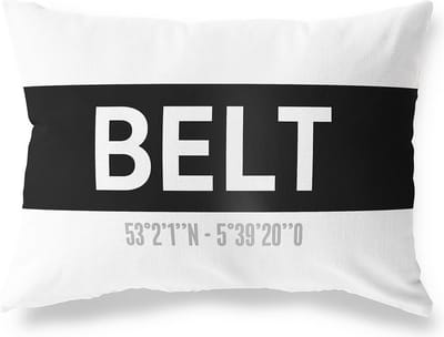 Tuinkussen BELT - OVERIJSSEL met coördinaten - Buitenkussen - Bootkussen - Weerbestendig - Jouw Plaats - Studio216 - Modern - Zwart-Wit - 50x30cm