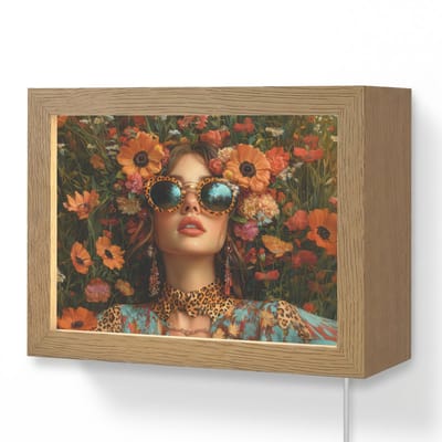Wandlamp 20x15 cm - Oplaadbaar - Vrouwen - Bloemen - Modern - Bril - Abstract - Wandlampen binnen woonkamer - Slaapkamer lamp met kabel - Decoratieve nachtlamp - Vloerlamp snoer