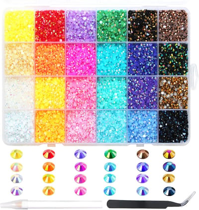 Dailygoods- Strasssteentjes 6000 Stuks - Ronde Edelstenen - Kunsthars - 5 mm - Nagelstickers - Nail Art - 24 Kleuren - Nailart