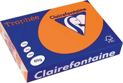 Clairefontaine Trophée gekleurd papier, A4, 80 g, 500 vel, oranje 5 stuks