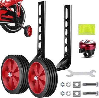 Fiets Oefenwielen - Stabilisatoren Kinderfiets - Leren Fietsen - Verstelbaar Universeel - 12-20 Inch - Rood