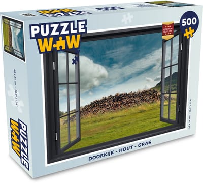 Puzzel Doorkijk - Hout - Gras - Legpuzzel - Puzzel 500 stukjes
