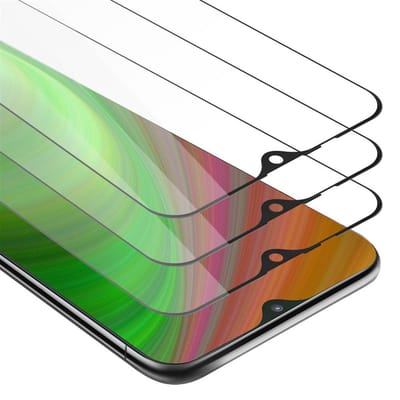 Cadorabo 3x Screenprotector geschikt voor Samsung Galaxy M20 Volledig scherm pantserfolie Beschermfolie in TRANSPARANT met ZWART - Getemperd (Tempered) Display beschermend glas in 9H hardheid met 3D Touch