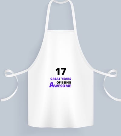 Akyol - 17 great years of being awesome Keukenschort - Hoera 17 jaar - iemand die 17 jaar is geworden - verjaardagscadeau - verjaardag - cadeau - kado - geschenk - gift - goeie jaren - 82 bij 71 cm