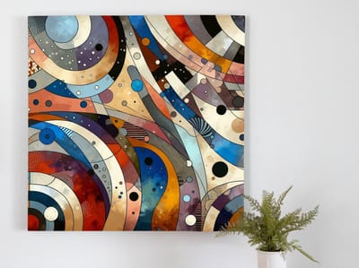 Abstract dikke dames schilderij | Vrolijke voluptueuze vrouwen vormen abstracte artistieke meesterwerken uit kleur | Kunst - 60x60 centimeter op Dibond | Foto op Dibond