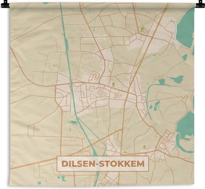 Wandkleed - Wanddoek - Dilsen-Stokkem - Kaart - Plattegrond - België - Stadskaart - 180x180 cm - Wandtapijt