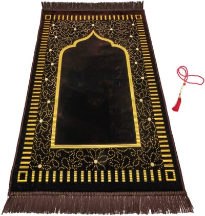 FIRASET Islamitische Gebedskleed – Seccade– Turkse Zachte Dunne Gebedsmat – Janamaz Sajada – Inclusief Gebedskralen – Ramadan & Eid Geschenk voor Mannen en Vrouwen – 66x110 cm