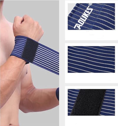 2x Sport Polsbandage (blauw) - Pols bescherming / Zwachtel / Polsband met klitteband