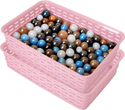 Hega Hogar Opbergmandje/ladeverdeler - 2x - roze - 2 liter - kunststof - 17 x 25 x 6 cm - kleine opslag bakjes - manden