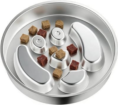 Honden voerbak - Slowfeeder likplaat - Gezond eten - Antislip ontwerp - 0.47 liter - Zilver