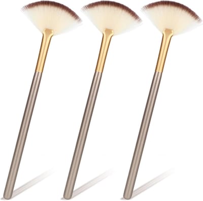 Dailygoods - 3 stuks waaierborstels, zachte make-up borstel gezichtsventilator applicator borstels gezichtsmasker borstel cosmetische toepassingen gereedschap met comfortabel houten handvat voor meisjes