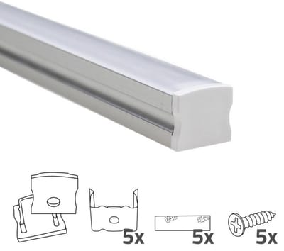 Ledstrip profiel opbouw Hoog model - compleet inclusief afdekkap 2 meter 15 mm - Led profiel 2 meter - Led profiel opbouw - Wit