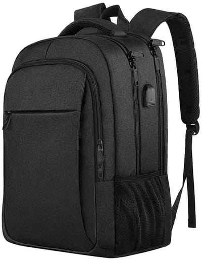 TOVBMUP Laptoprugzak met USB-oplaadpoort - Laptoptas - Waterdicht - Dagtas voor zaken, reizen, werk, universiteit, unisex - Zwart