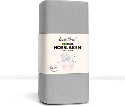 Loom One Kinder Hoeslaken – 100% Jersey Katoen – 60x120 cm – Ledikant– 160 g/m² – Grijs