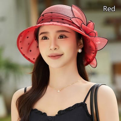 Chapeau seau imprimé organza mode décoration florale pois large bord chapeau pêcheur respirant protection solaire chapeau de soleil été