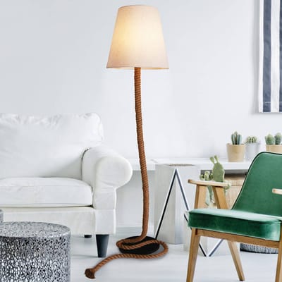 Näve Textiel-vloerlamp Rope met natuurlijk touw