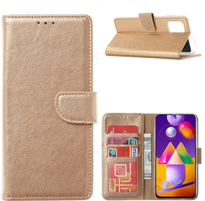 Hoesje Geschikt Voor Samsung Galaxy A42 5G hoesje bookcase Goud - Galaxy A42 wallet case portemonnee hoes cover