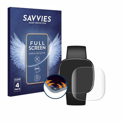 Savvies - Screenprotector voor Fitbit Versa 4 - Folie Beschermfolie transparant volledig dekking 4 Stuks