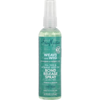 SheaMoisture, Weaves and Wigs, Bond Release Spray, with Aloe Vera, Tea Tree & Borage Seed Oil, 4.1 fl oz (121 ml) white
