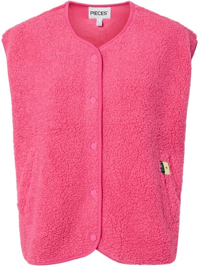 Pieces Gilet Pckatty Teddy Vest Bc 17162344 Shocking Pink Dames Maat - M