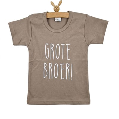 Shirt Aankondiging zwangerschap grote broer | korte mouw | beige zand | maat 80 bekendmaking Baby ik word grote broer big bro brother
