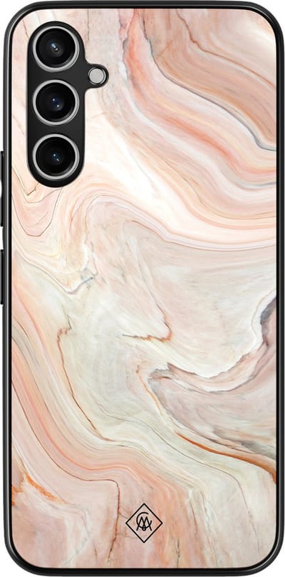 Casimoda® hoesje - Geschikt voor Samsung Galaxy A15 - Marmer Waves - Zwart TPU Backcover - Water - Bruin/beige