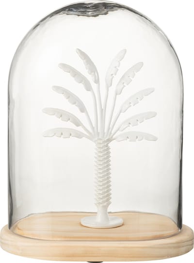 J-Line Decoratieve stolp Palmboom - glas/metaal - wit/naturel - large