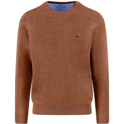 Fynch-Hatton Trui O-Neck Superfine Cotton Uni Color Hazel / male