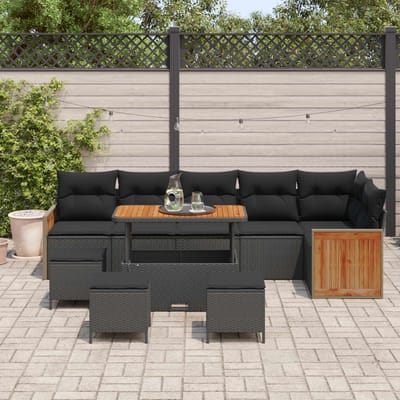 vidaXL - Tuinbank - Set - 10 - st - 10-Aantal - zitplaatsen - Zwart