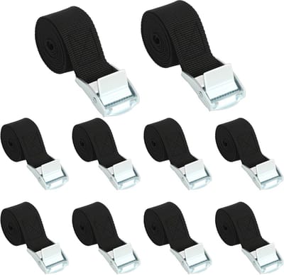 Spanbanden Set - Sjorbanden Vastzetbanden - Bagage Vervoeren - Met Klemgesp - 25 mm x 1 m - Zwart