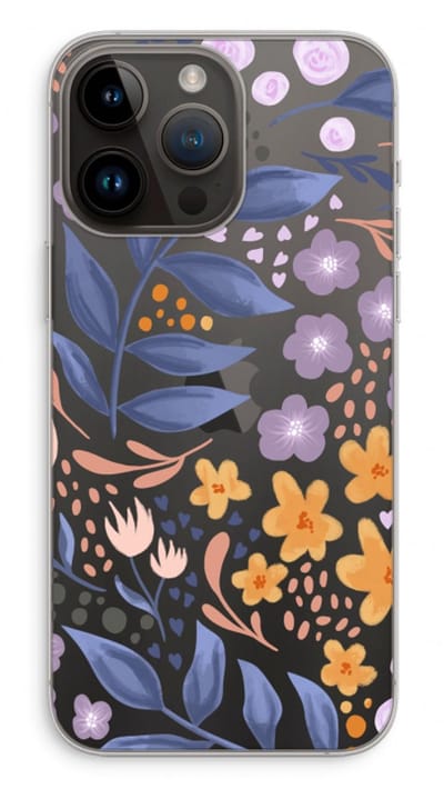 Case Company® - Hoesje geschikt voor iPhone 14 Pro Max hoesje - Flowers with blue leaves - Soft Cover Telefoonhoesje - Bescherming aan alle Kanten en Schermrand