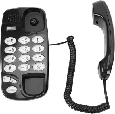 Vaste Telefoon - Huistelefoon Muur - Thuis Werk - Snel Opnieuw Kiezen - Compact Ontwerp - Zwart