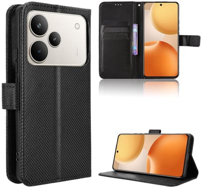 Dailygoods- Beschermhoesje Schokbestendig - Flipcase/Koolstofvezel - Portemonnee met 3 Kaarten - Geldvakje - Compatibel met Realme P4 Pro 5G - Telefoonhoes