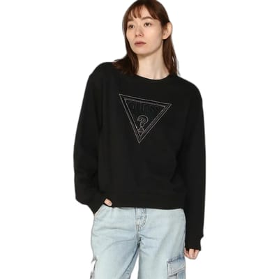 Dames sweatshirt met tricot driehoek in fleece Guess