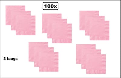 100x Servetten licht roze 3 laags - Servet diner thema feest festival party geboorte baby rose
